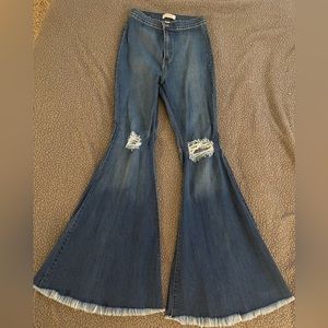 Vibrant MIU Distressed Bell Bottom Flare Jeans High Waisted Size 11 W29